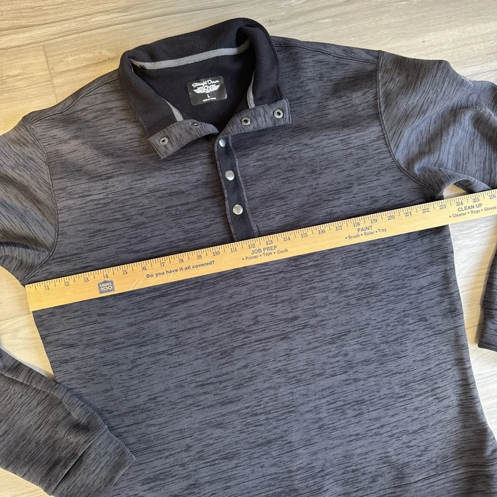 Straight Down Pull Over Men's Charcoal Gray 1/4 Zip Long Sleeve Golf Sz L L&H CC